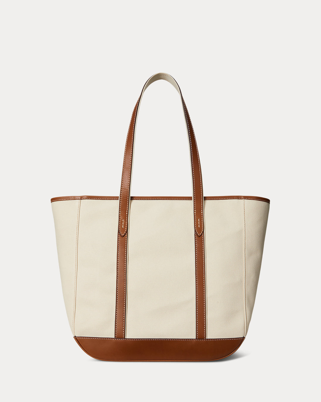 Leather-Trim Canvas Medium Shopper Tote