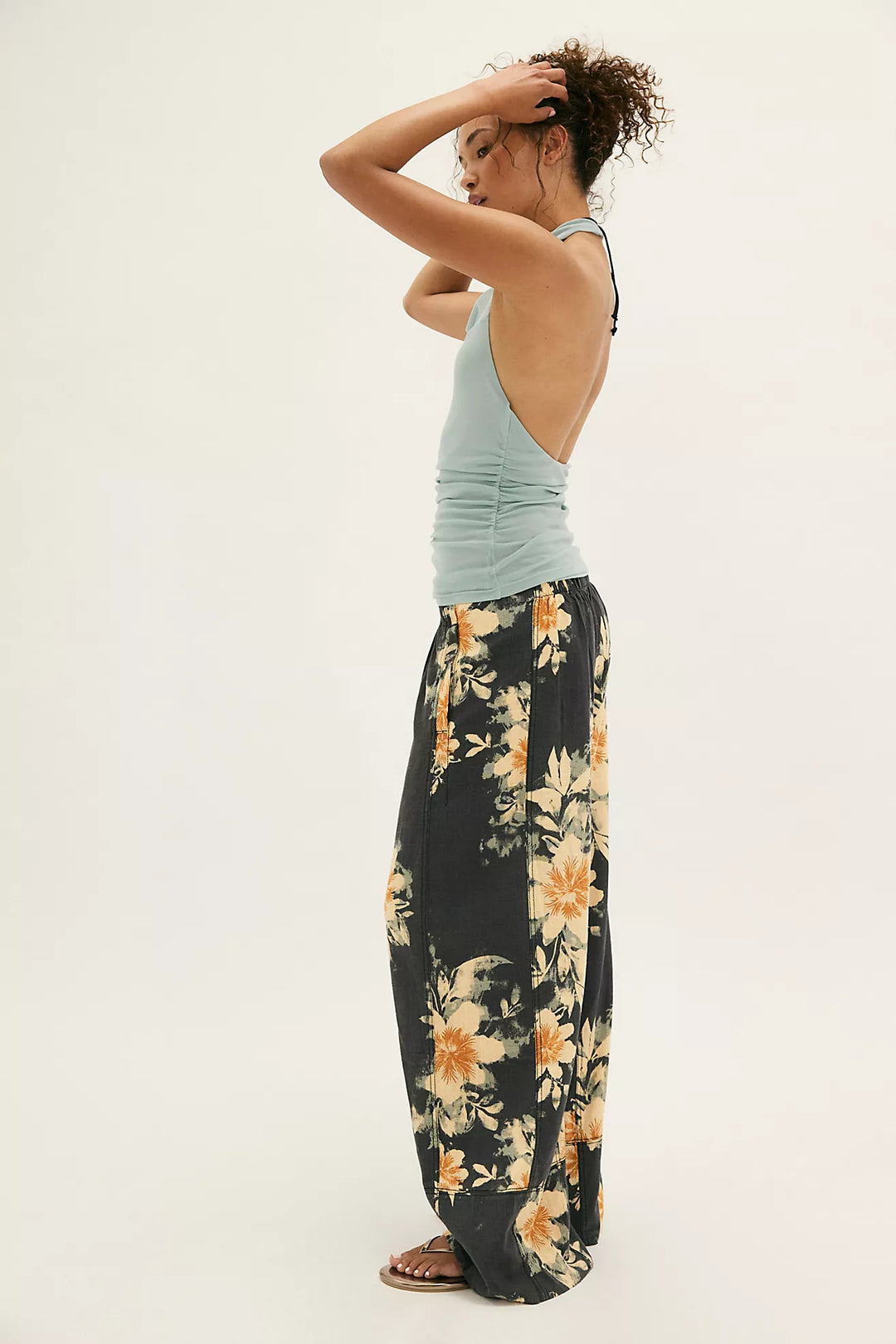 Free People Days End Printed Linen Pants