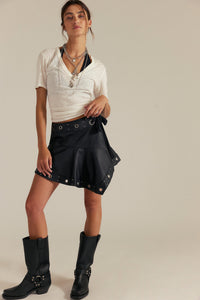 Free People Cassis Moto Mini Skirt