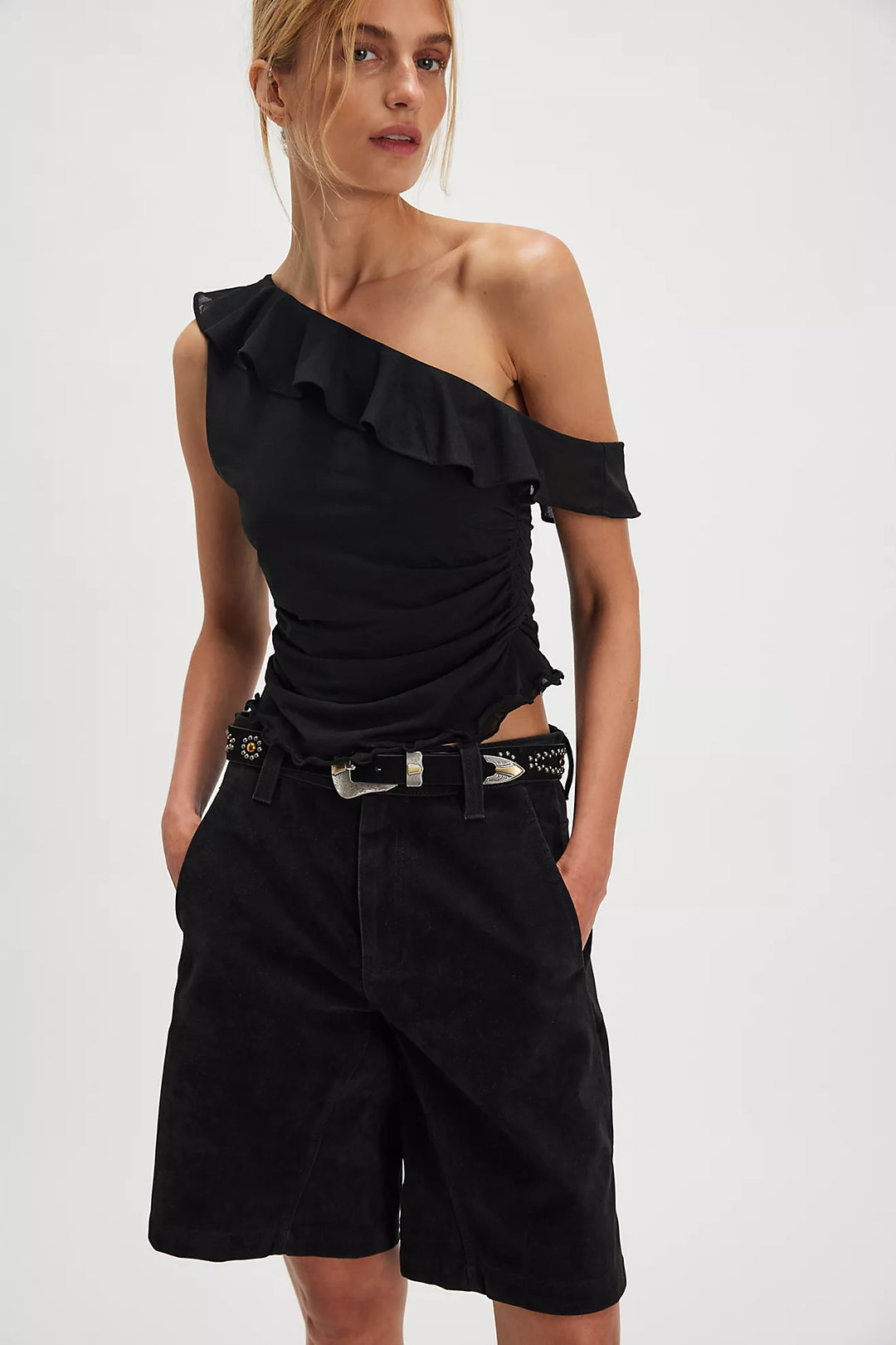 Free People Isla Off-The-Shoulder Ruched Sleeveless Top