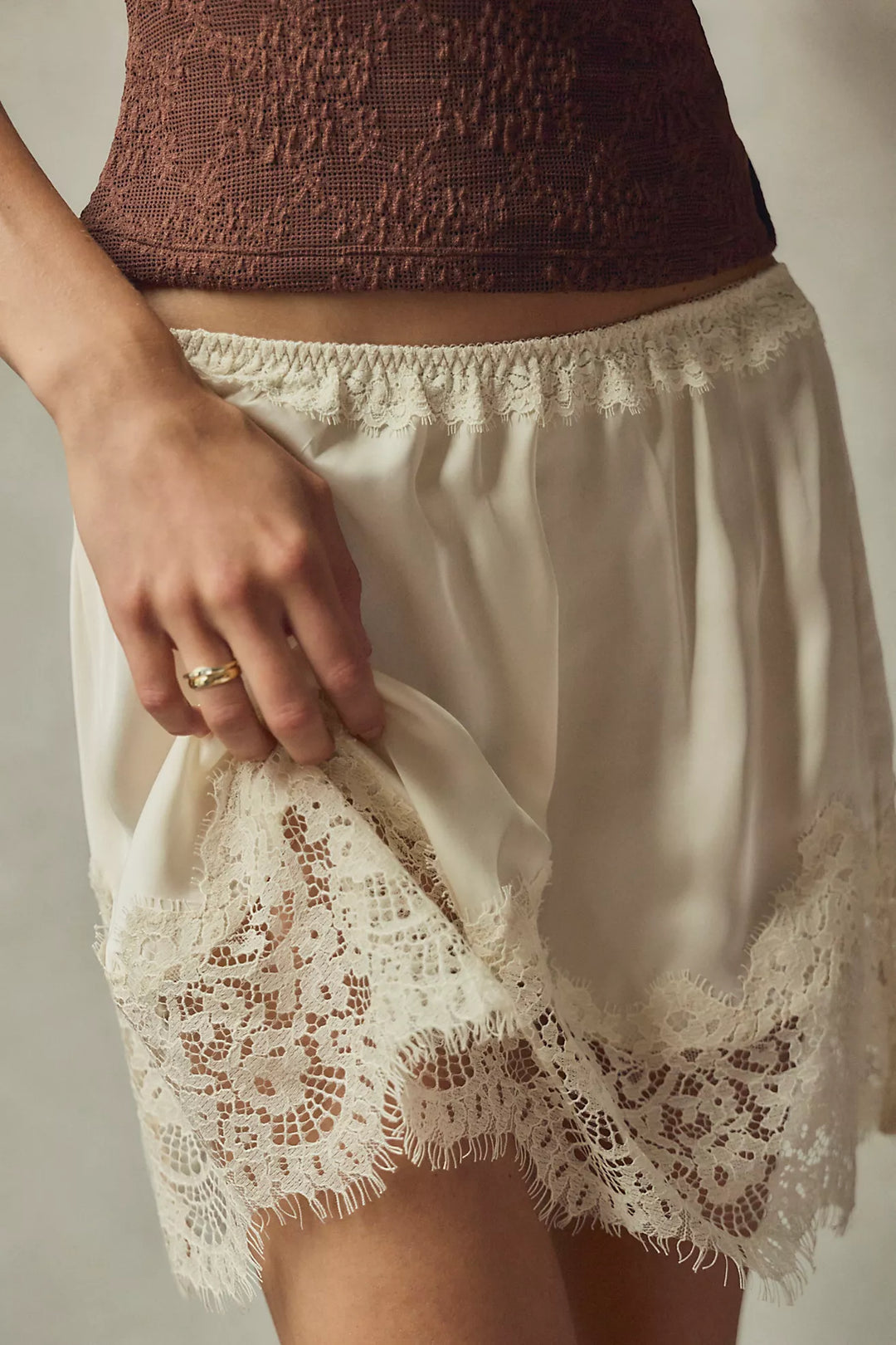 Free People Meet Me In The Middle Mini Slip Skirt