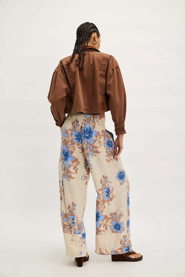 Free People Days End Printed Linen Pants