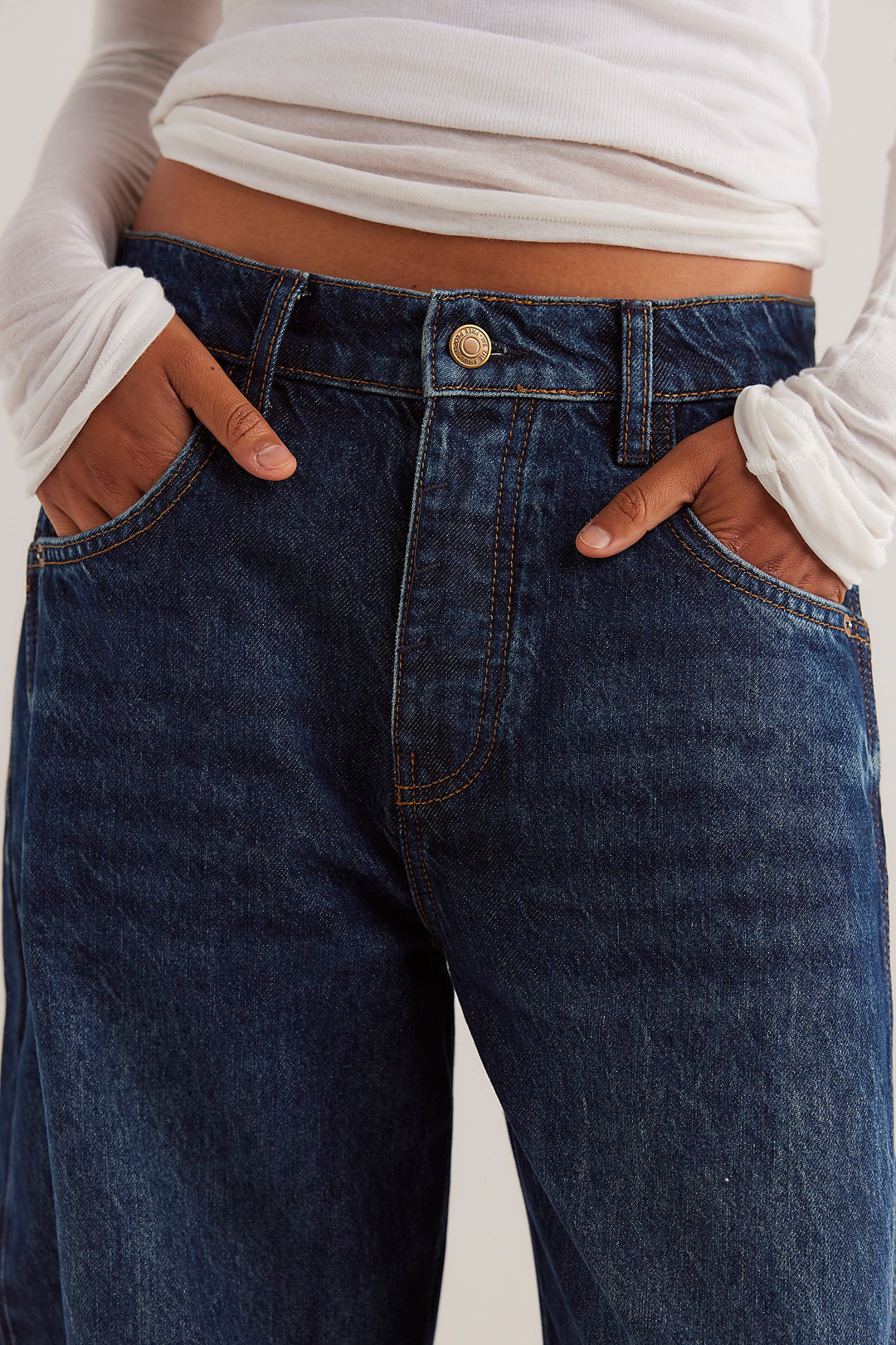 Free People Good Luck Barrel Jean Deep End