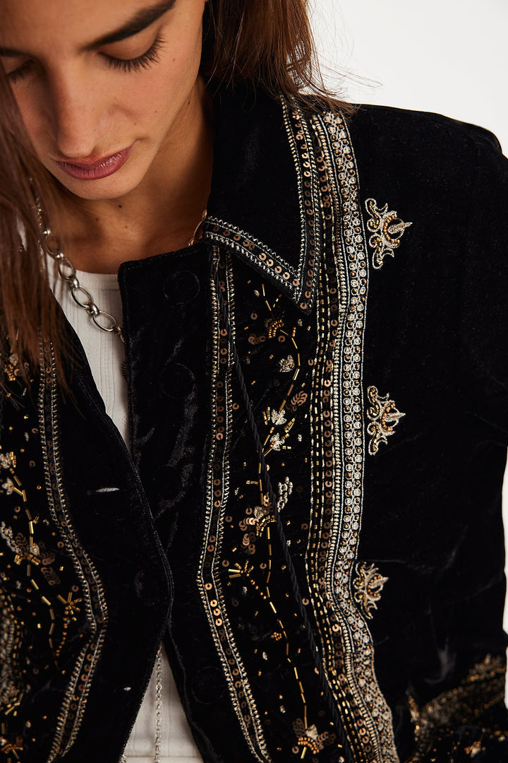 Free People Maxxie Embellished Velvet Jacket