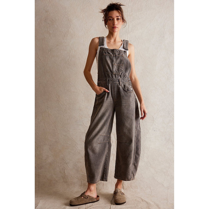 Free People Good Luck Barell Overalls achieve grey
