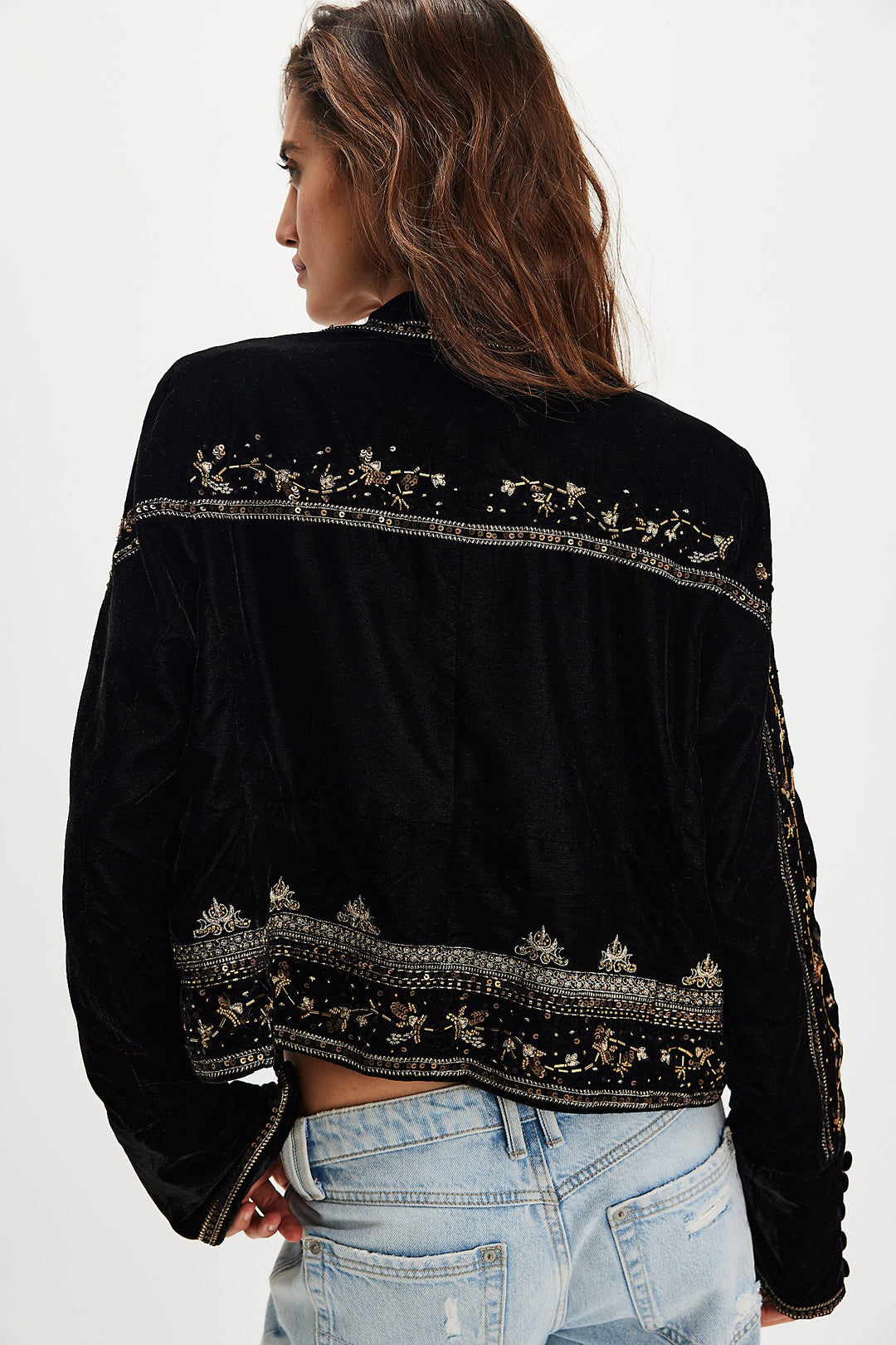 Free People Maxxie Embellished Velvet Jacket