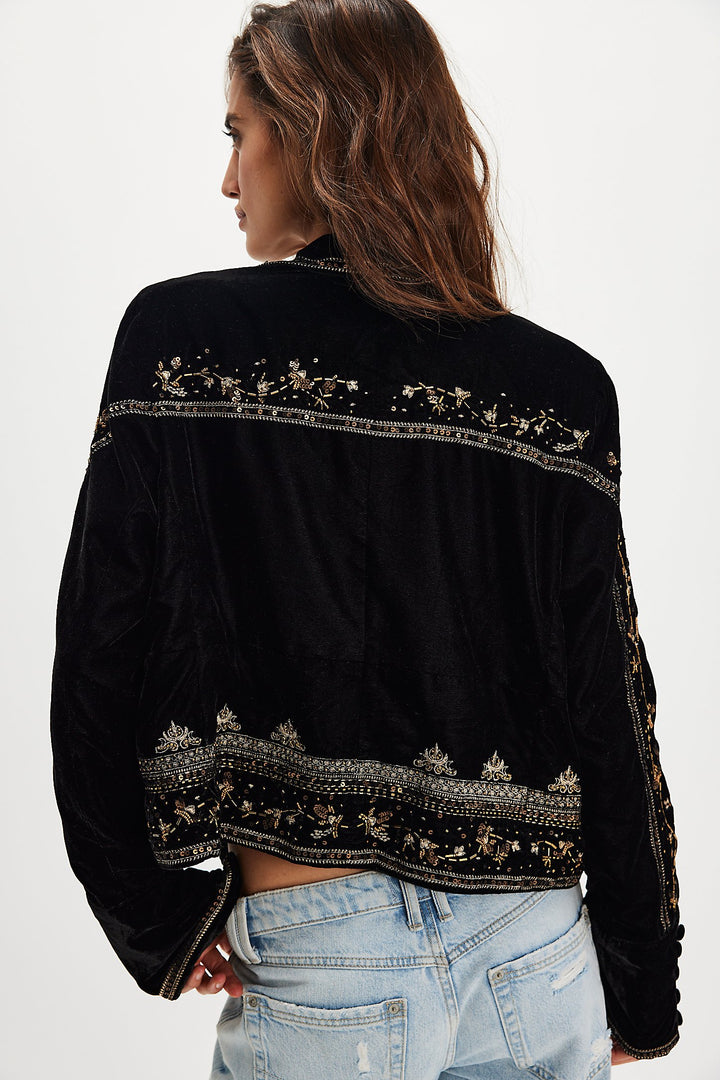 Free People Maxxie Embellished Velvet Jacket