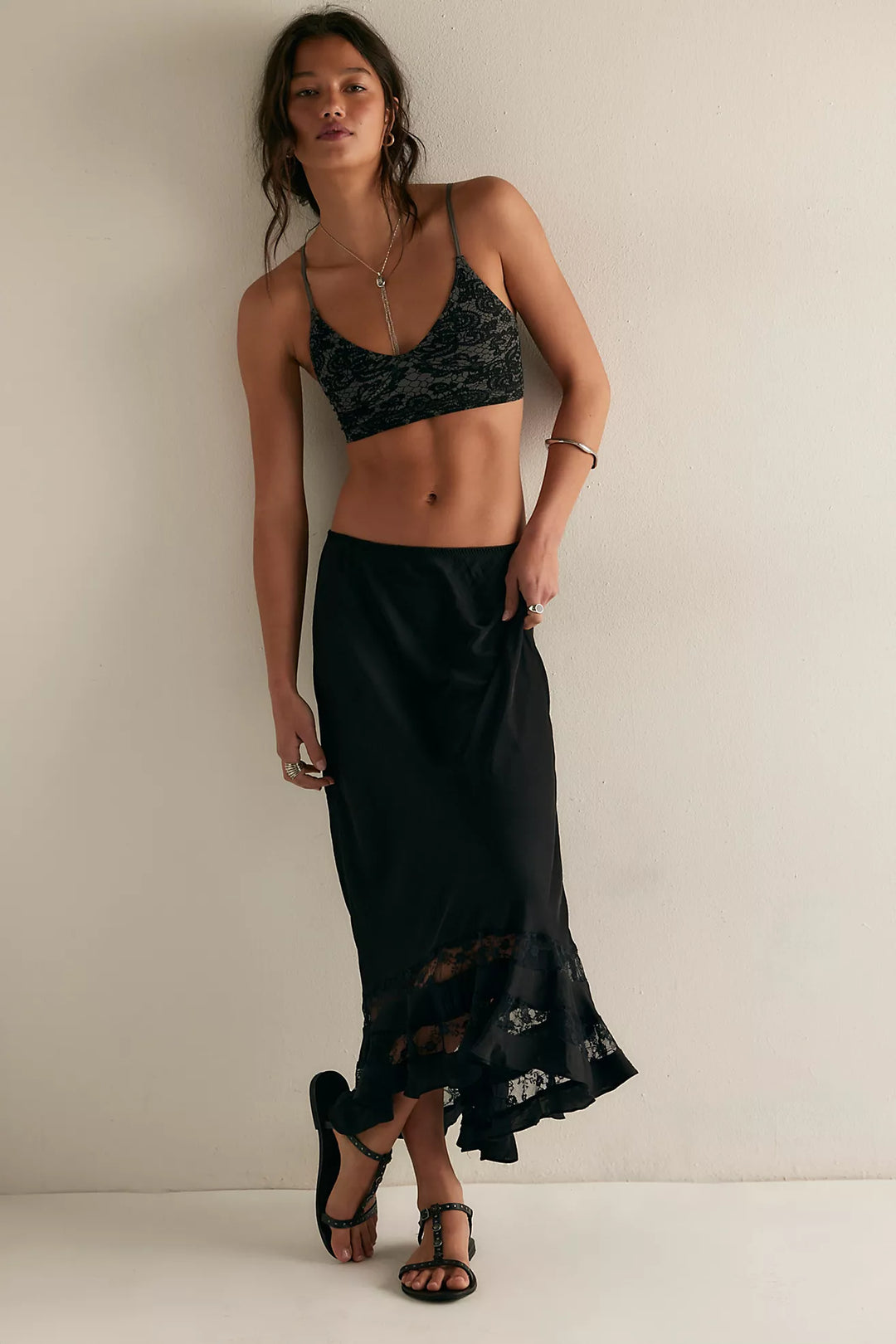 Free People Long Lost Lover Maxi Slip Skirt