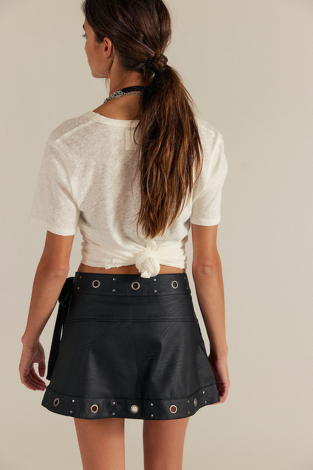 Free People Cassis Moto Mini Skirt
