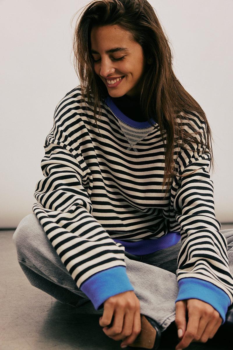 Free People Classic Striped Oversized Crewneck