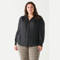 Dex Plus Ruffle Detail Front-Tie Blouse