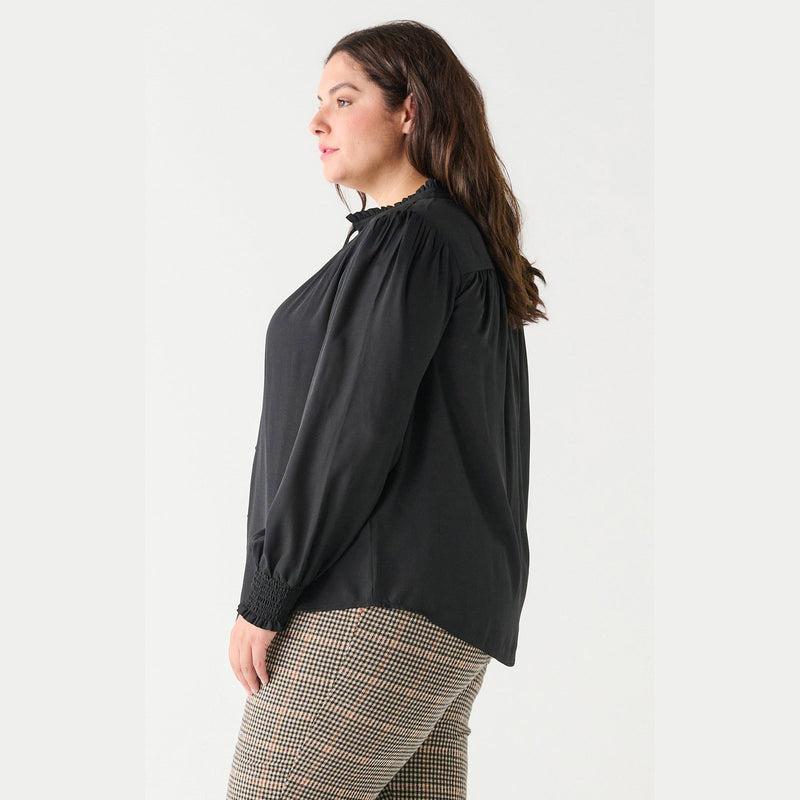 Dex Plus Ruffle Detail Front-Tie Blouse