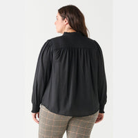 Dex Plus Ruffle Detail Front-Tie Blouse