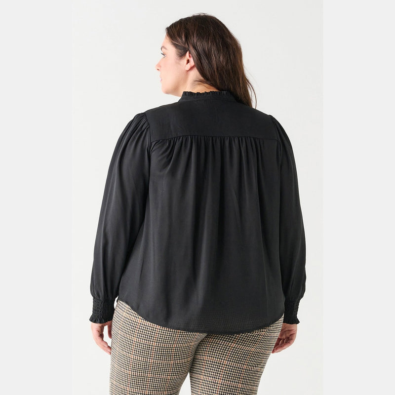 Dex Plus Ruffle Detail Front-Tie Blouse