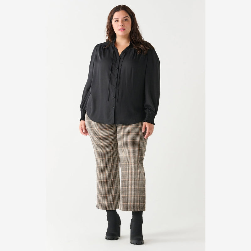 Dex Plus Ruffle Detail Front-Tie Blouse