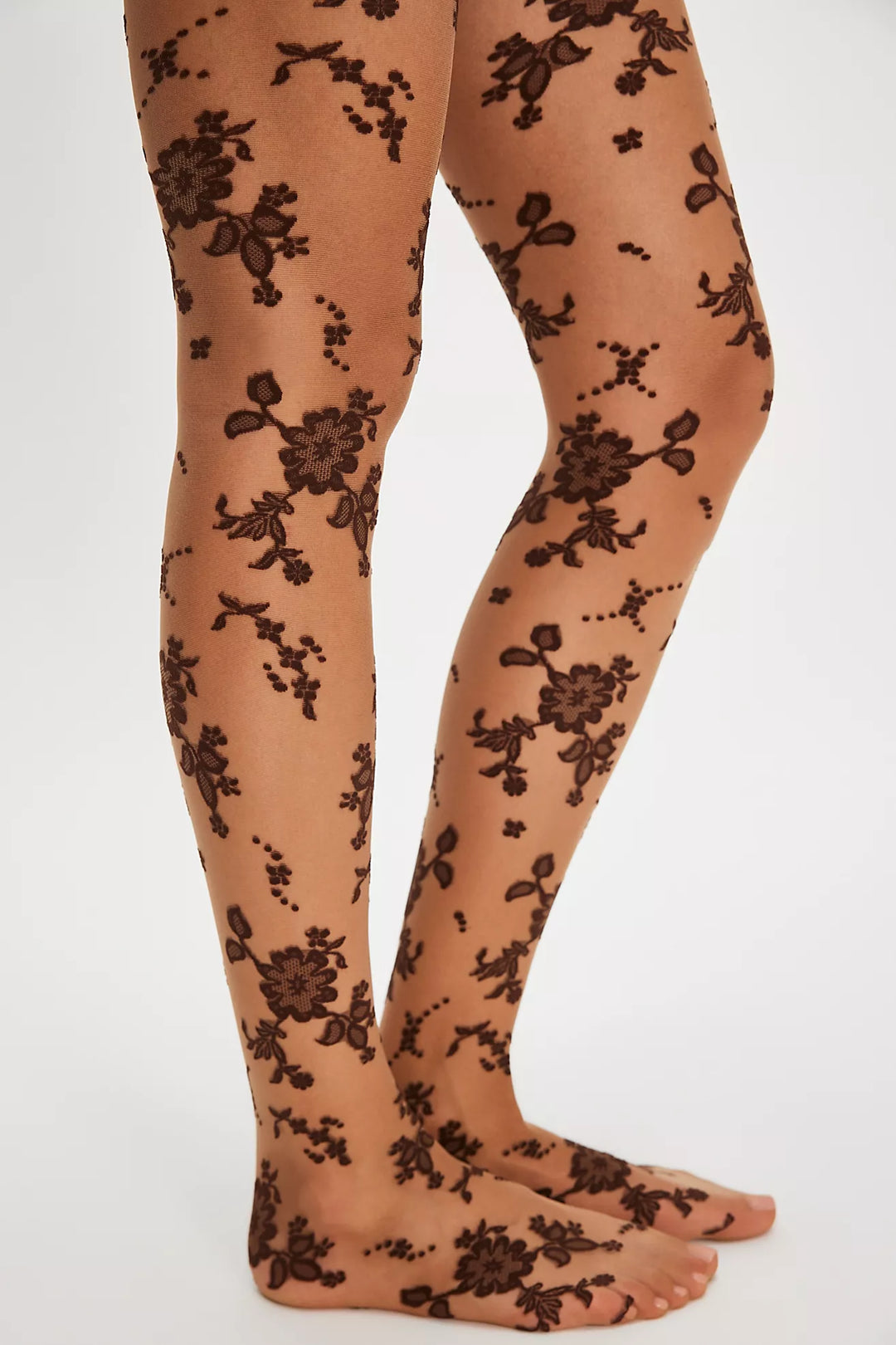 Free People Flocked Floral Tights