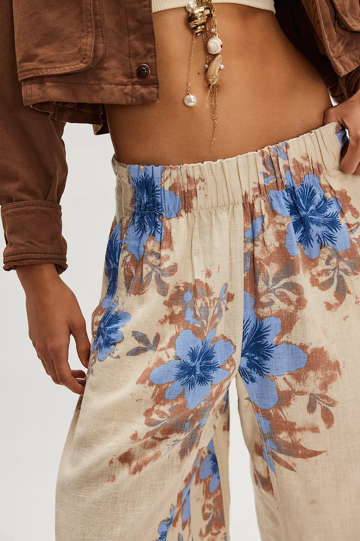Free People Days End Printed Linen Pants