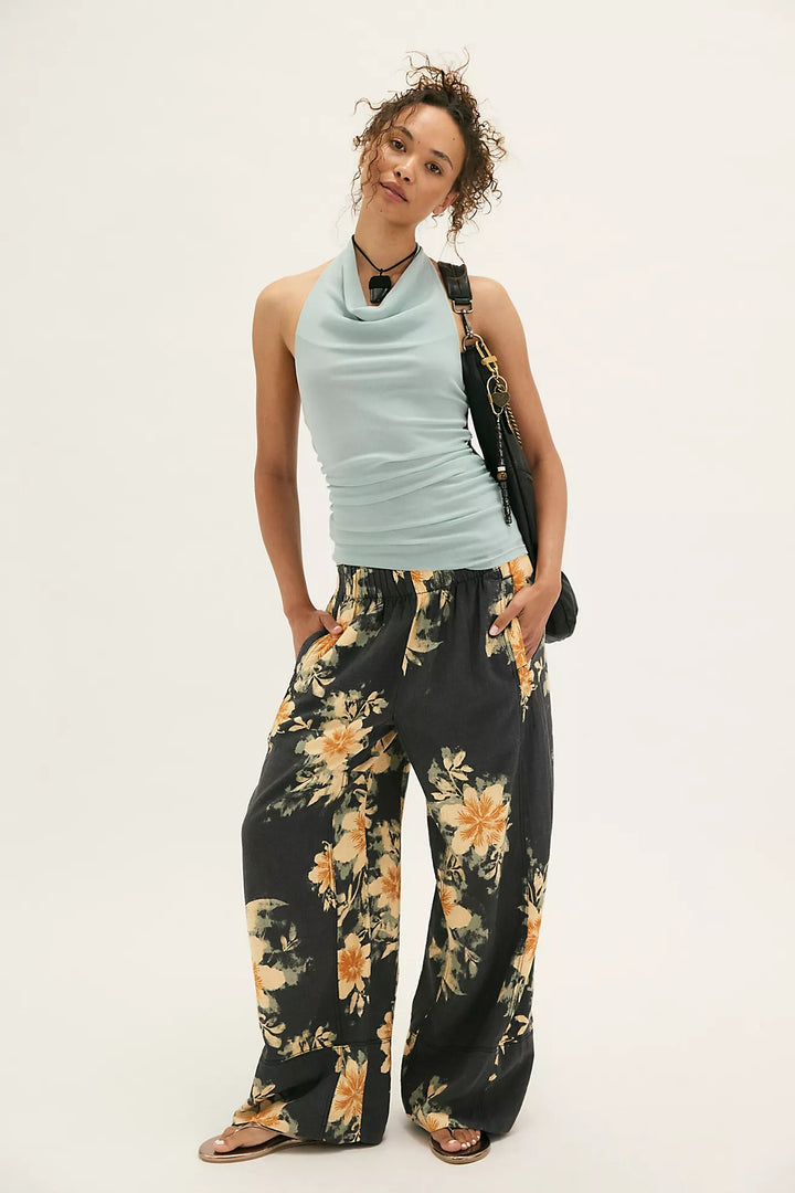 Free People Days End Printed Linen Pants
