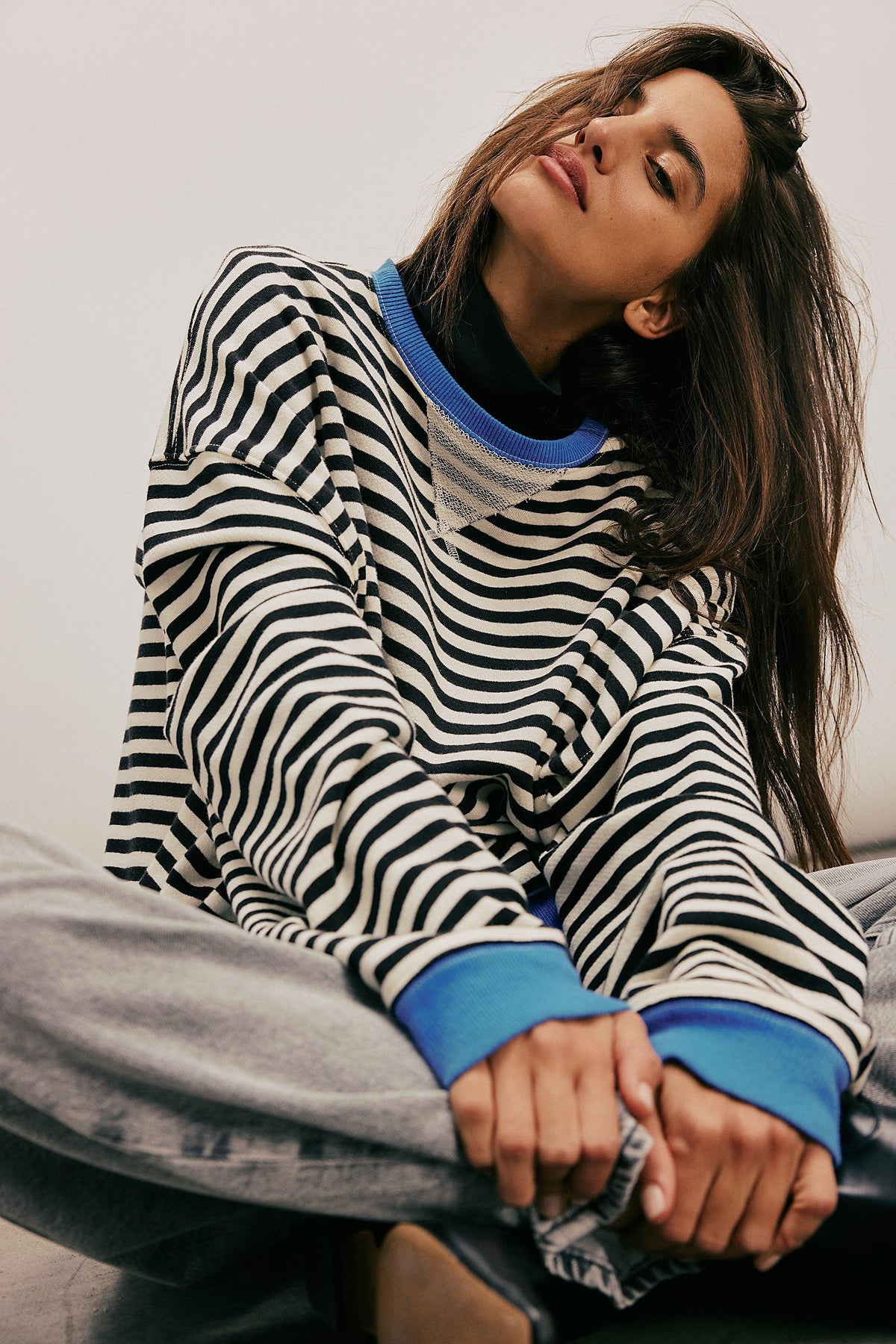 Free People Classic Striped Oversized Crewneck