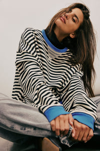 Free People Classic Striped Oversized Crewneck