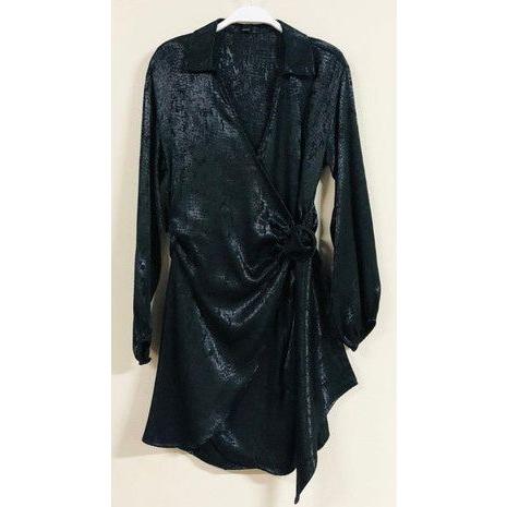 Alligator Print Belted Wrap Dress