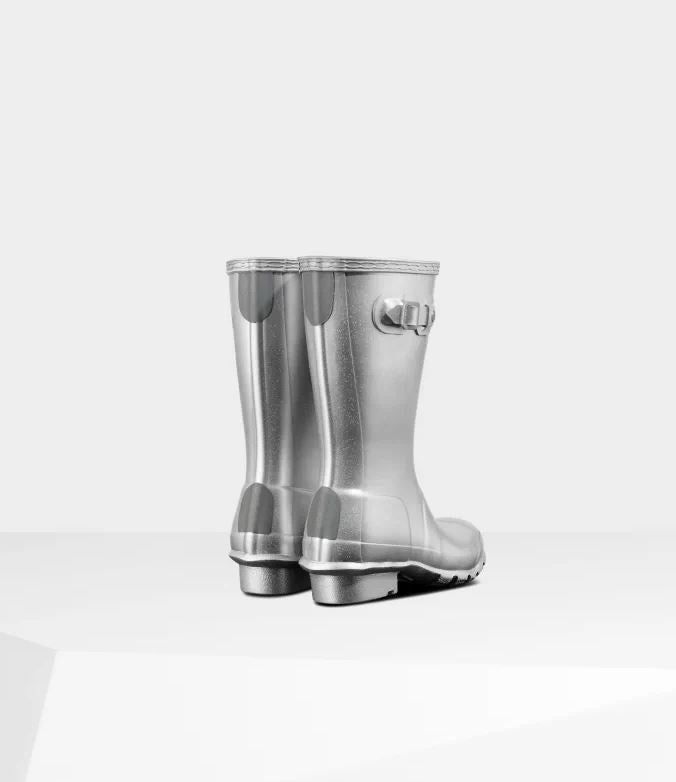 Hunter Boots Original Big Kids Cosmic Wellington Boots - Silver - S.O.S Save Our Soles
