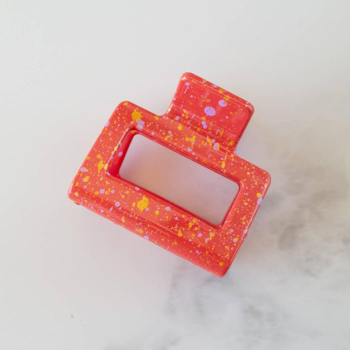 Rectangle Glossy Confetti Hair Clip