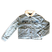 Lola's Room Denim Sherpa Cropped Jacket