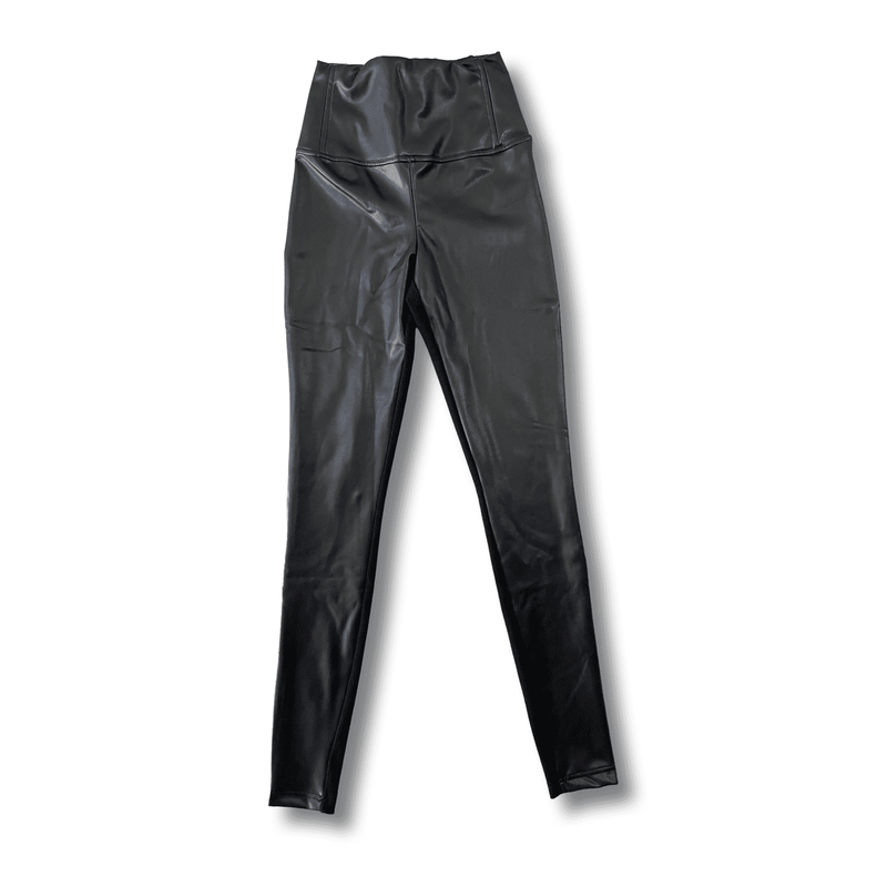 Lola's Room Pleather Leggings with Ribbed Back Black 