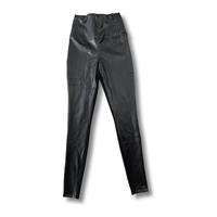 Lola's Room Pleather Leggings with Ribbed Back Black 