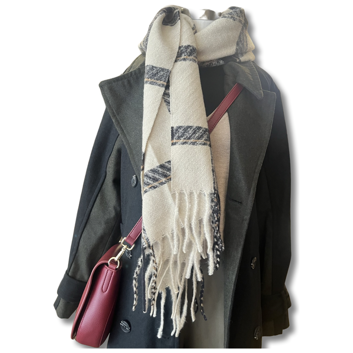 Beige Plaid Scarf