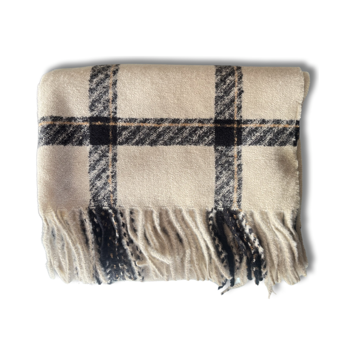 Beige Plaid Scarf
