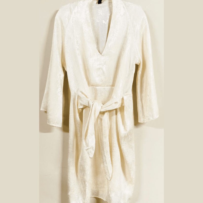 Cream Alligator Front Tie Dress