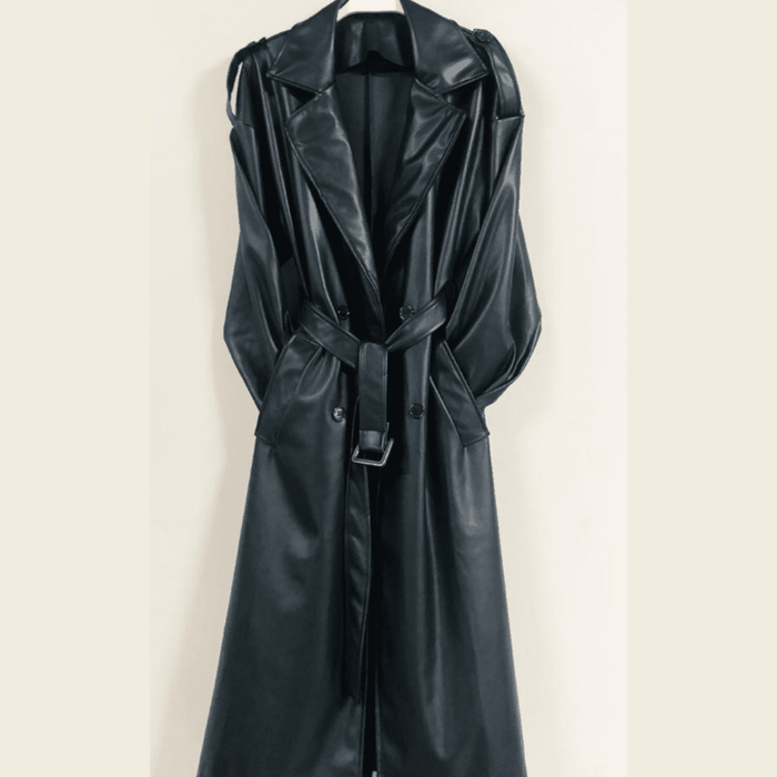 Oversized Pleather Trench Coat