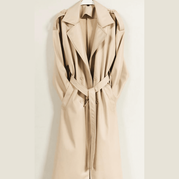 Oversized Pleather Trench Coat 