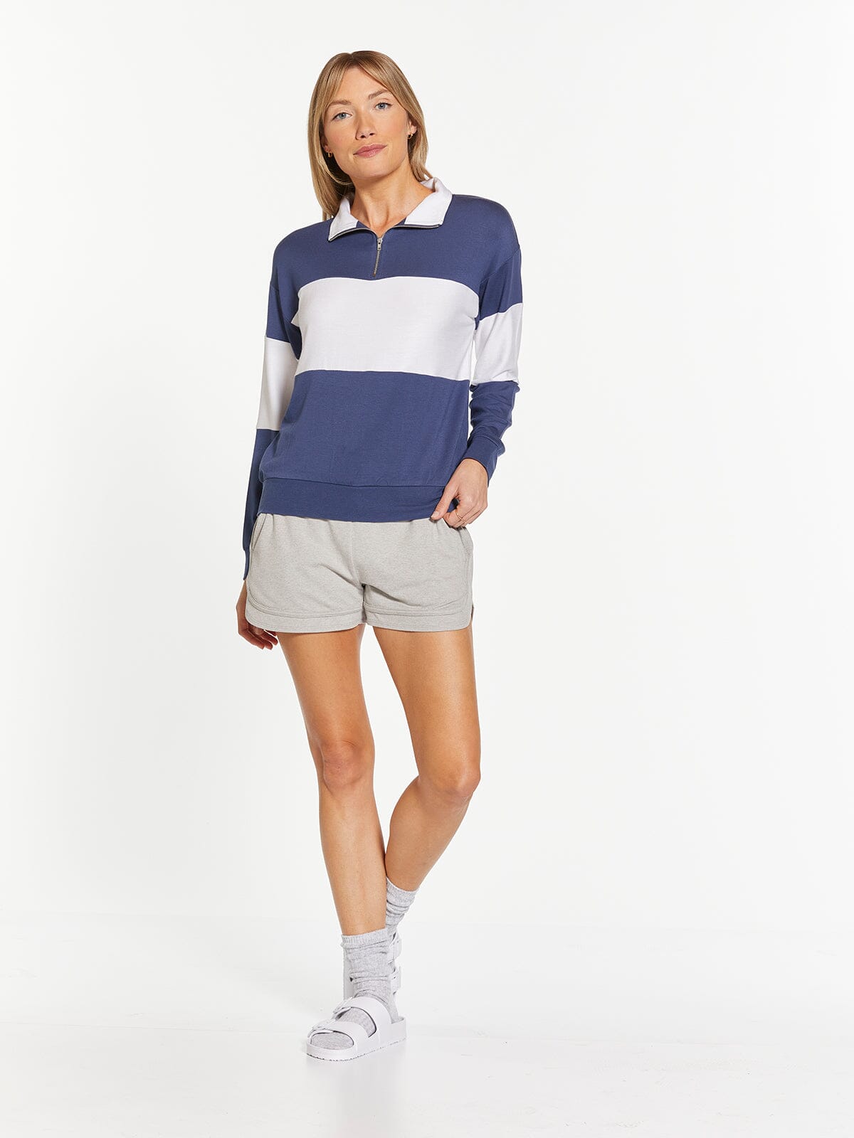 Thread & Supply Rugger Shirt blue and white stripe