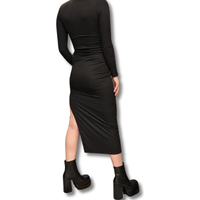 Ribbed Rollneck Bodycon Long Dress