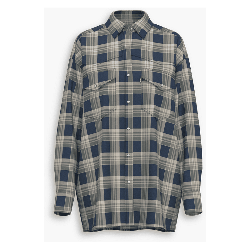Levi's Dylan Oversized Western Kelsey Plaid Sargasso Sea