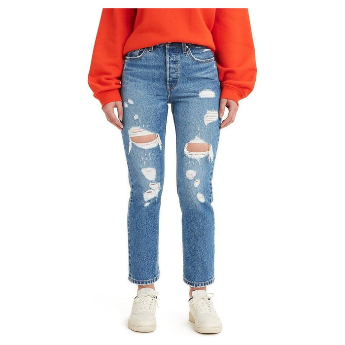 Levi's 501 Crop Dark Indigo Destructed Jeans